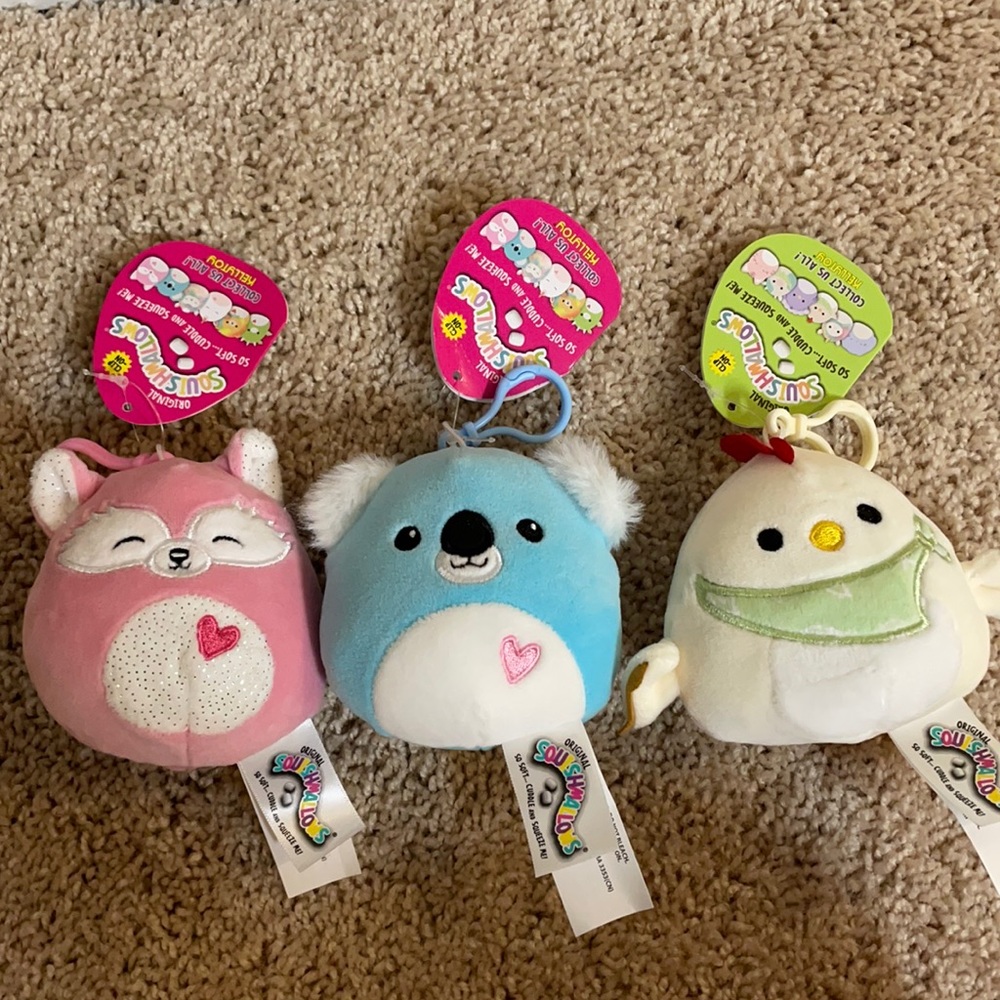 NWT Lot of 3 Squishmallows Clip Keychains
